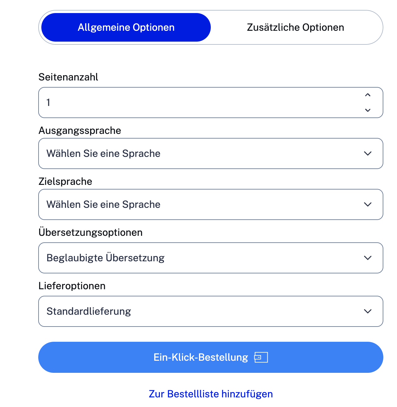 1-Klick-Bestellung Customer Area