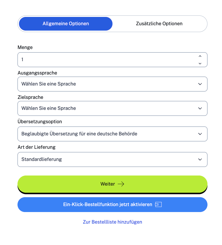 1-Klick-Bestellung Customer Area