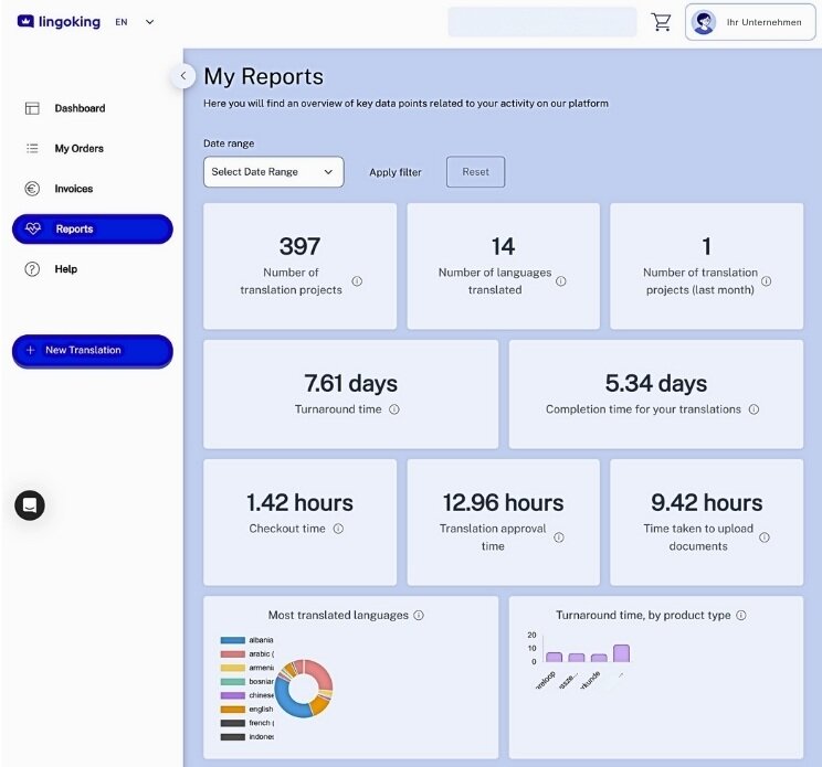 Reports in the customer area