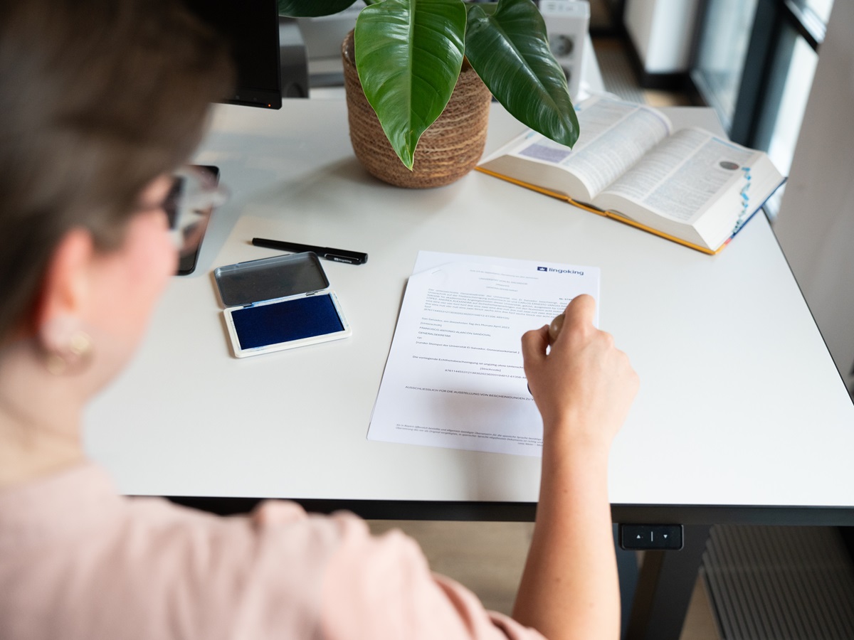 Translator stamping certified translation